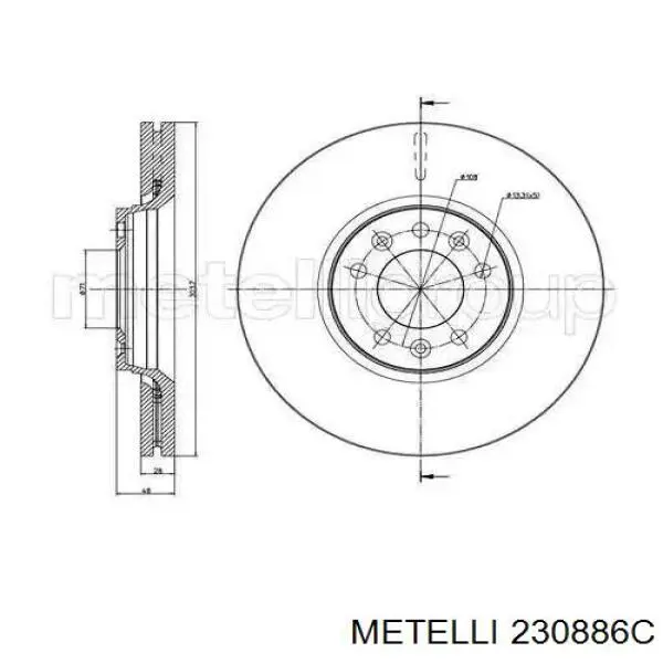 23-0886C Metelli disco do freio dianteiro