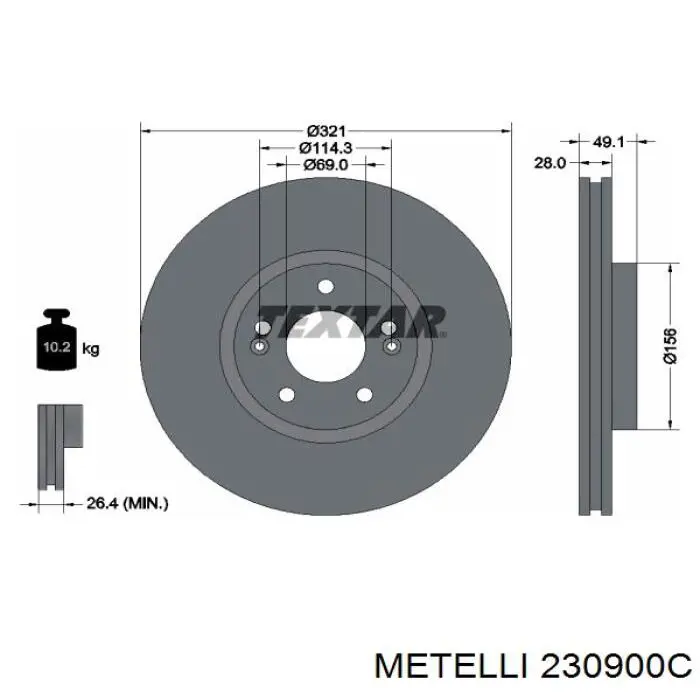 23-0900C Metelli диск тормозной передний