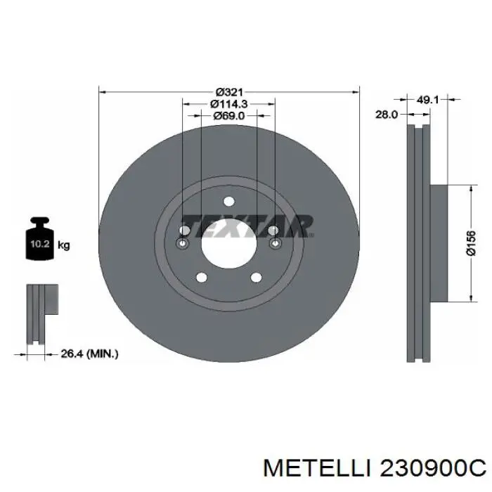 Передние тормозные диски 230900C Metelli