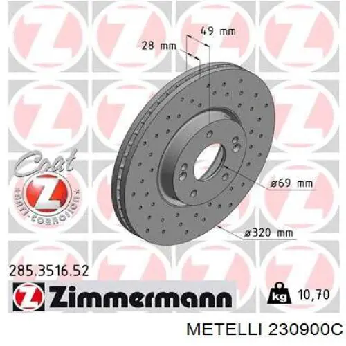 Тормоз дисковый передний Metelli 230900C цена, от 66.68 USD