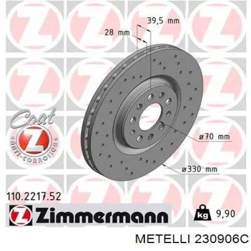 Тормоз дисковый передний Metelli 230906C цена, от 76.33 USD