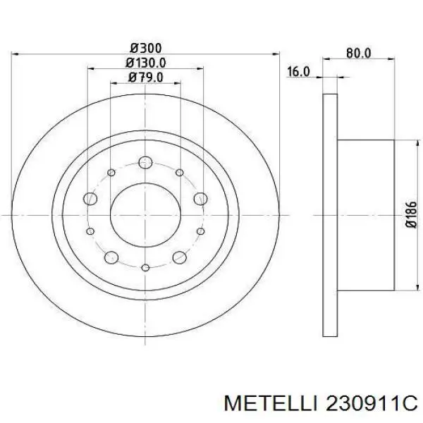 230911C Metelli диск тормозной задний