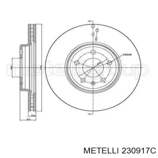 Передние тормозные диски 230917C Metelli