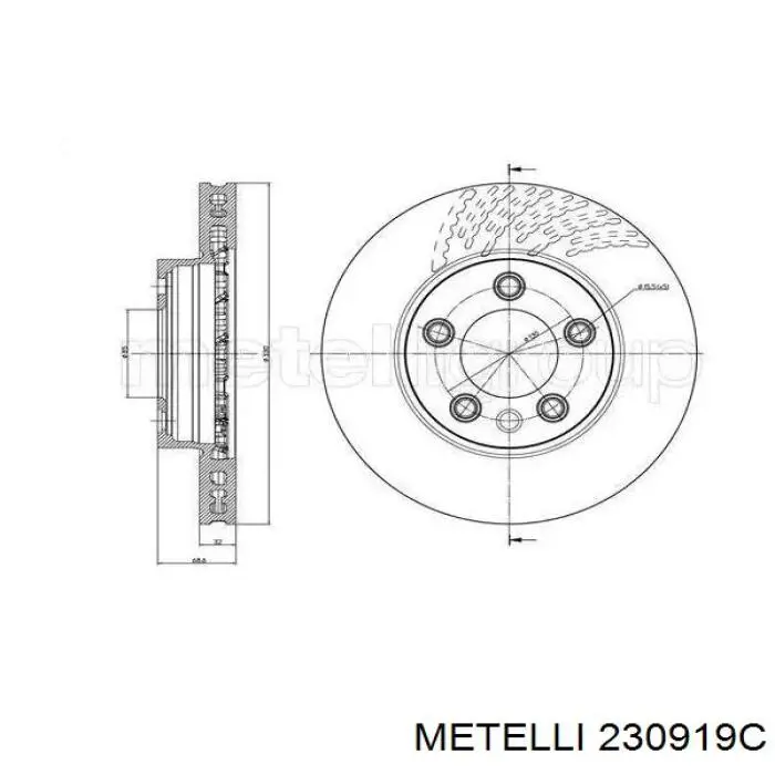 Передние тормозные диски 230919C Metelli