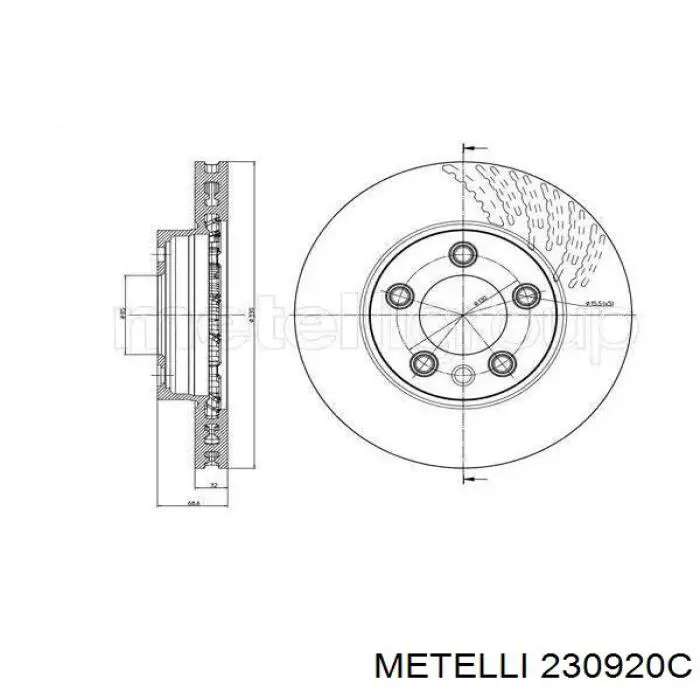 23-0920C Metelli диск тормозной передний