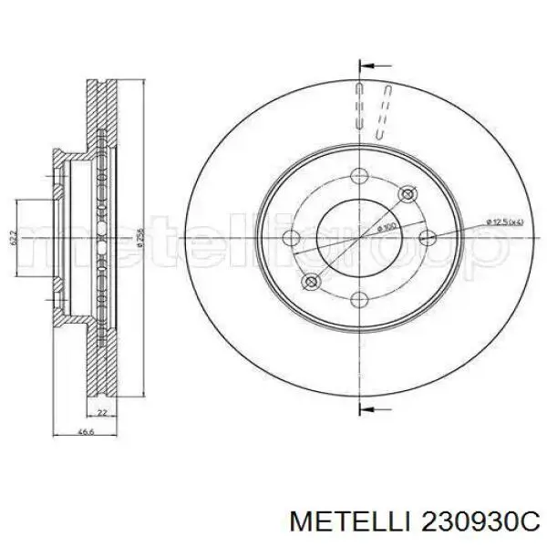 23-0930C Metelli передние тормозные диски