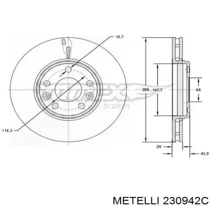 Передние тормозные диски 230942C Metelli