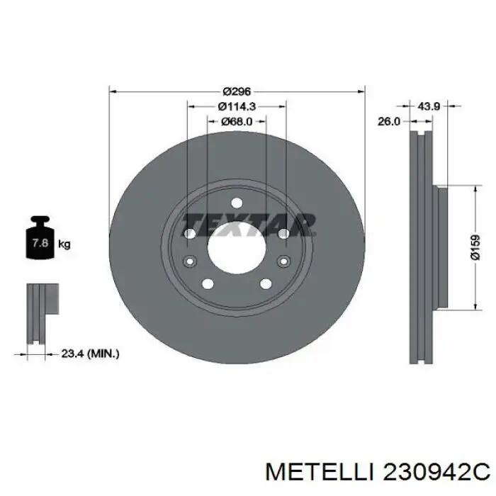230942C Metelli Диск тормозной передний