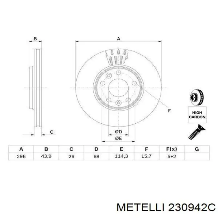 Тормоз дисковый передний Metelli 230942C цена, от 43.67 USD