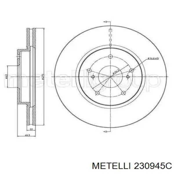 Передние тормозные диски 230945C Metelli