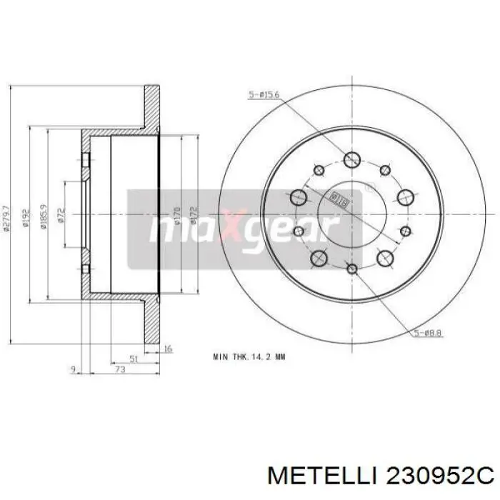 23-0952C Metelli диск тормозной задний