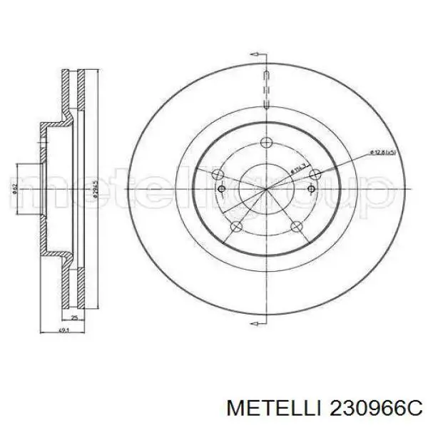 Передние тормозные диски 230966C Metelli