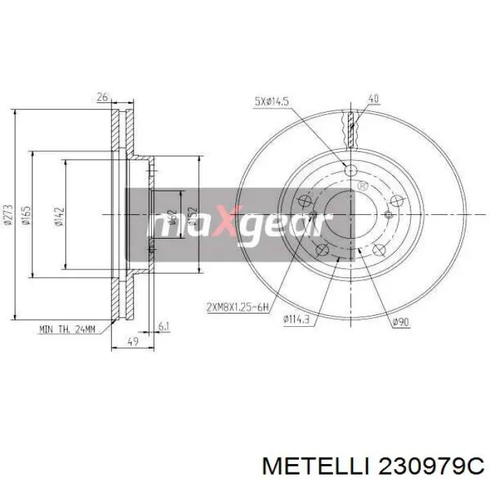 Передние тормозные диски 230979C Metelli