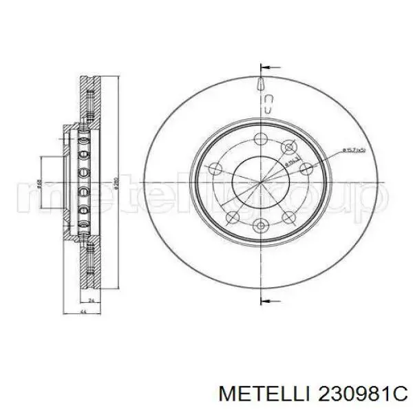 Передние тормозные диски 230981C Metelli