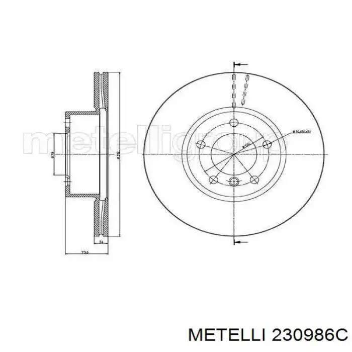 230986C Metelli диск тормозной передний