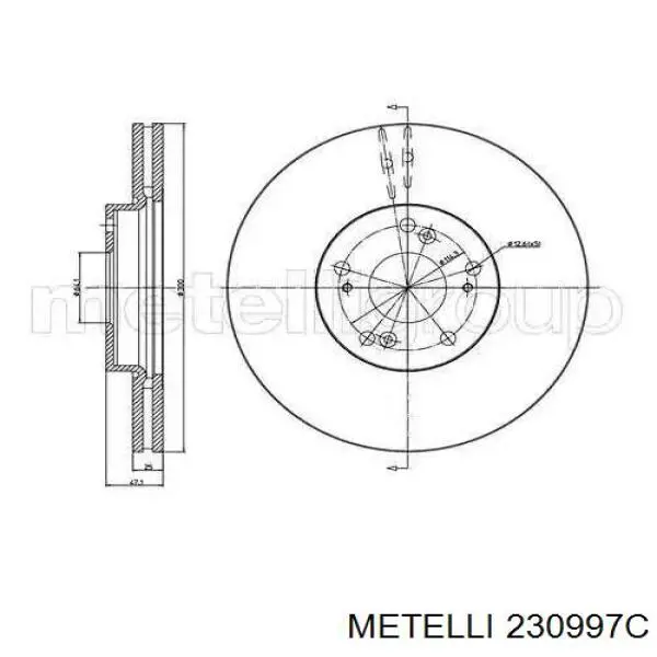 Передние тормозные диски 230997C Metelli