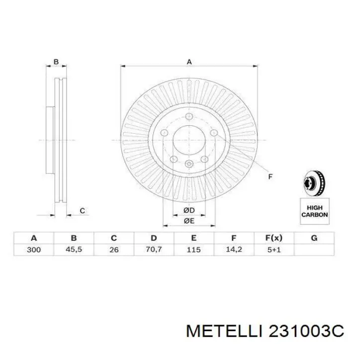 231003C Metelli Диск тормозной передний