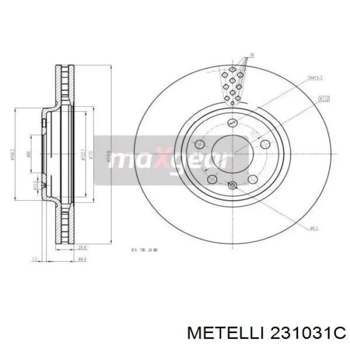 Передние тормозные диски 231031C Metelli