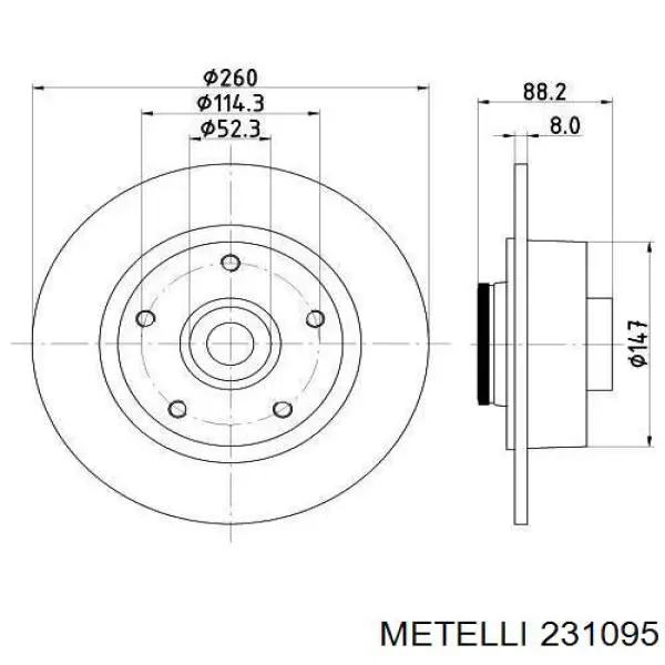 Купить 231095 Metelli Диск тормозной задний
