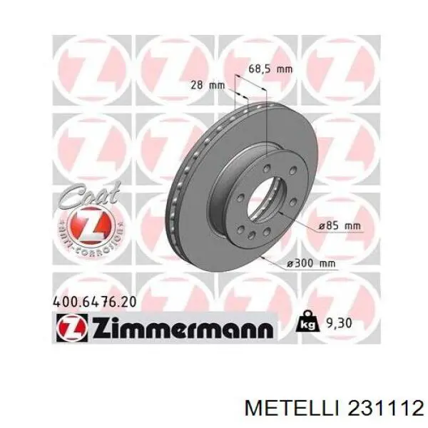 Задний дисковый тормоз Metelli 231112
