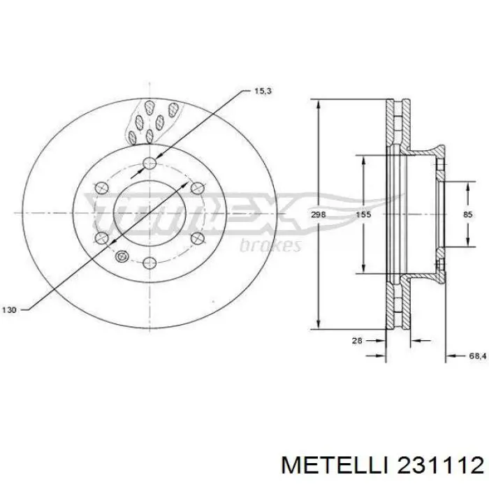 Задний тормозной диск Metelli 231112 цена, от 22.80 USD