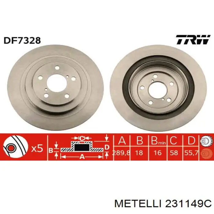 231149C Metelli Дисковый тормоз