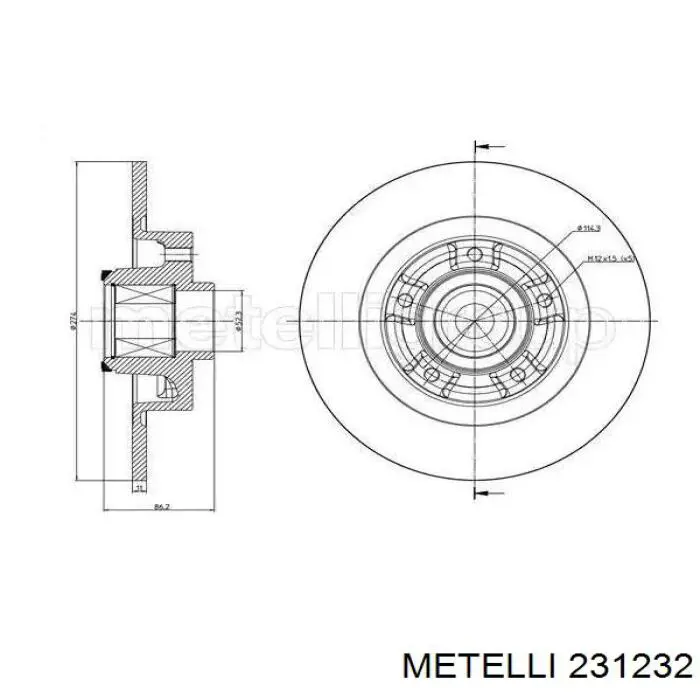 Тормозные диски 231232 Metelli