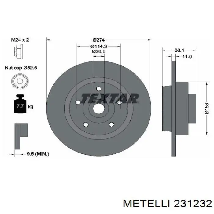Тормозные диски 231232 Metelli
