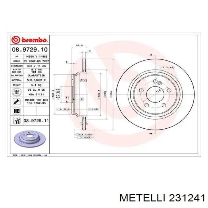 Купить 231241 Metelli Диск тормозной задний