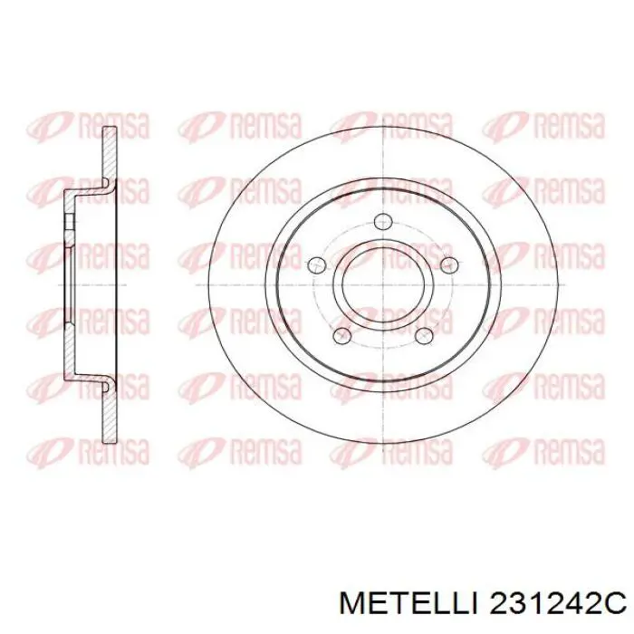Тормозные диски 231242C Metelli