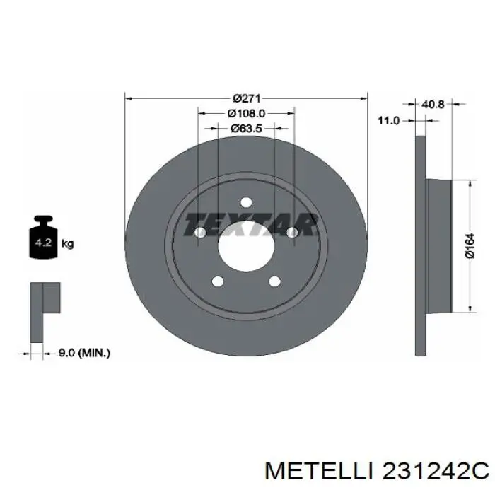 231242C Metelli Дисковый тормоз