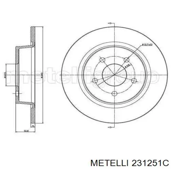 Тормозные диски 231251C Metelli