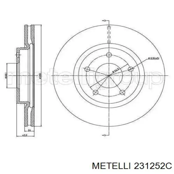 Передние тормозные диски 231252C Metelli