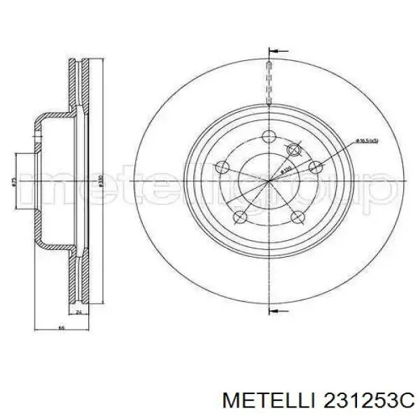 Передние тормозные диски 231253C Metelli