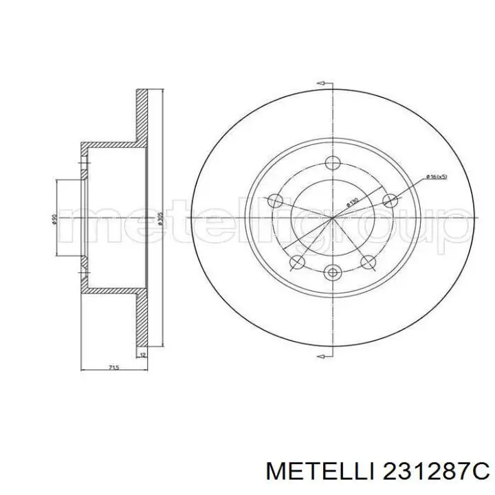 23-1287C Metelli disco do freio traseiro