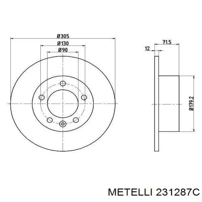 Задний тормозной диск Metelli 231287C цена, от 42.62 USD