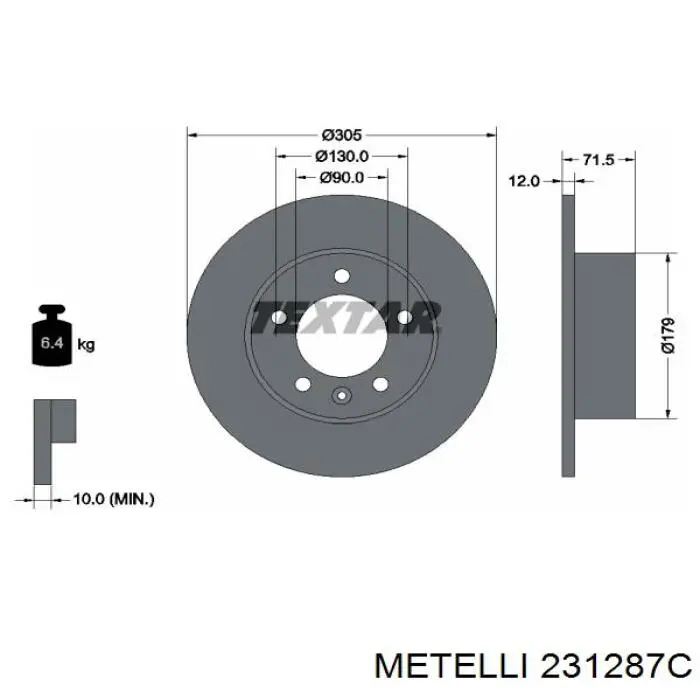 231287C Metelli Дисковый тормоз