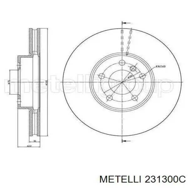 Передние тормозные диски 231300C Metelli