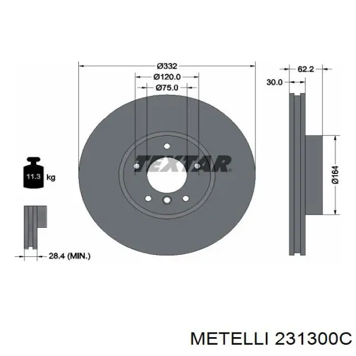Передние тормозные диски 231300C Metelli