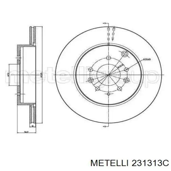 231313C Metelli диск тормозной задний