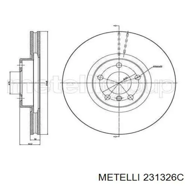 Передние тормозные диски 231326C Metelli