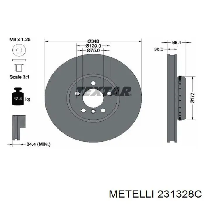 231328C Metelli Диск тормозной передний