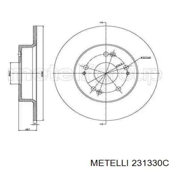 Тормозные диски 231330C Metelli