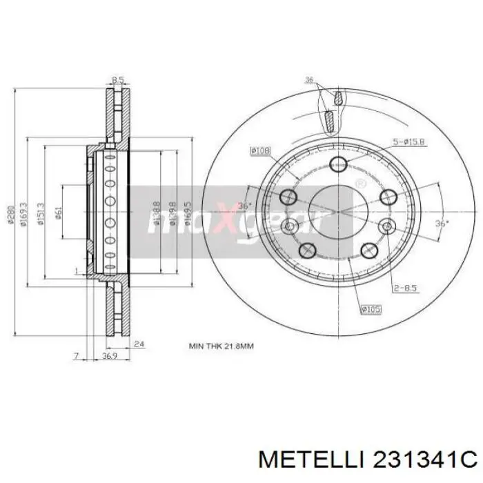 Тормоз дисковый передний Metelli 231341C цена, от 41.43 USD