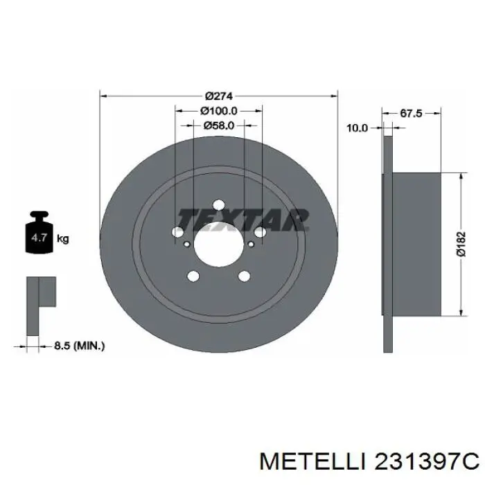 Тормозные диски 231397C Metelli