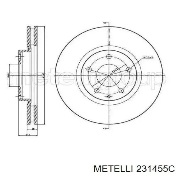 23-1455C Metelli передние тормозные диски