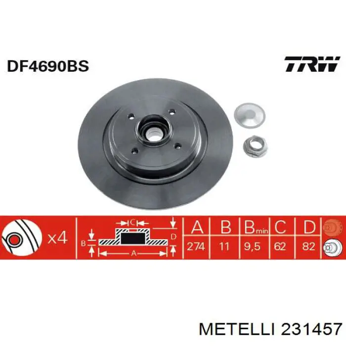 Купить 231457 Metelli Диск тормозной задний