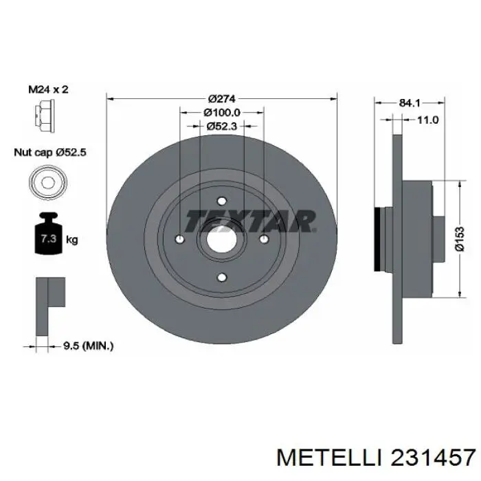 Тормозные диски 231457 Metelli
