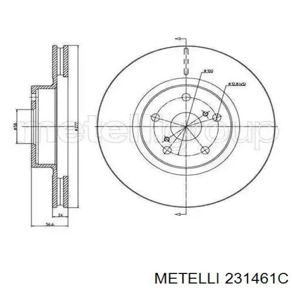 Передние тормозные диски 231461C Metelli