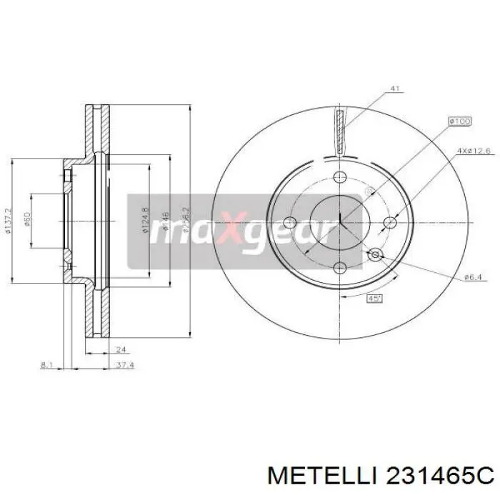 Передние тормозные диски 231465C Metelli